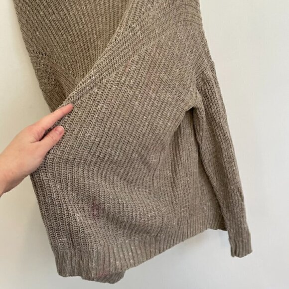 MAURICES Taupe Tan Brown Chunky Knit Notch / Split Neck Open Cardigan Sweater XL - Picture 15 of 16